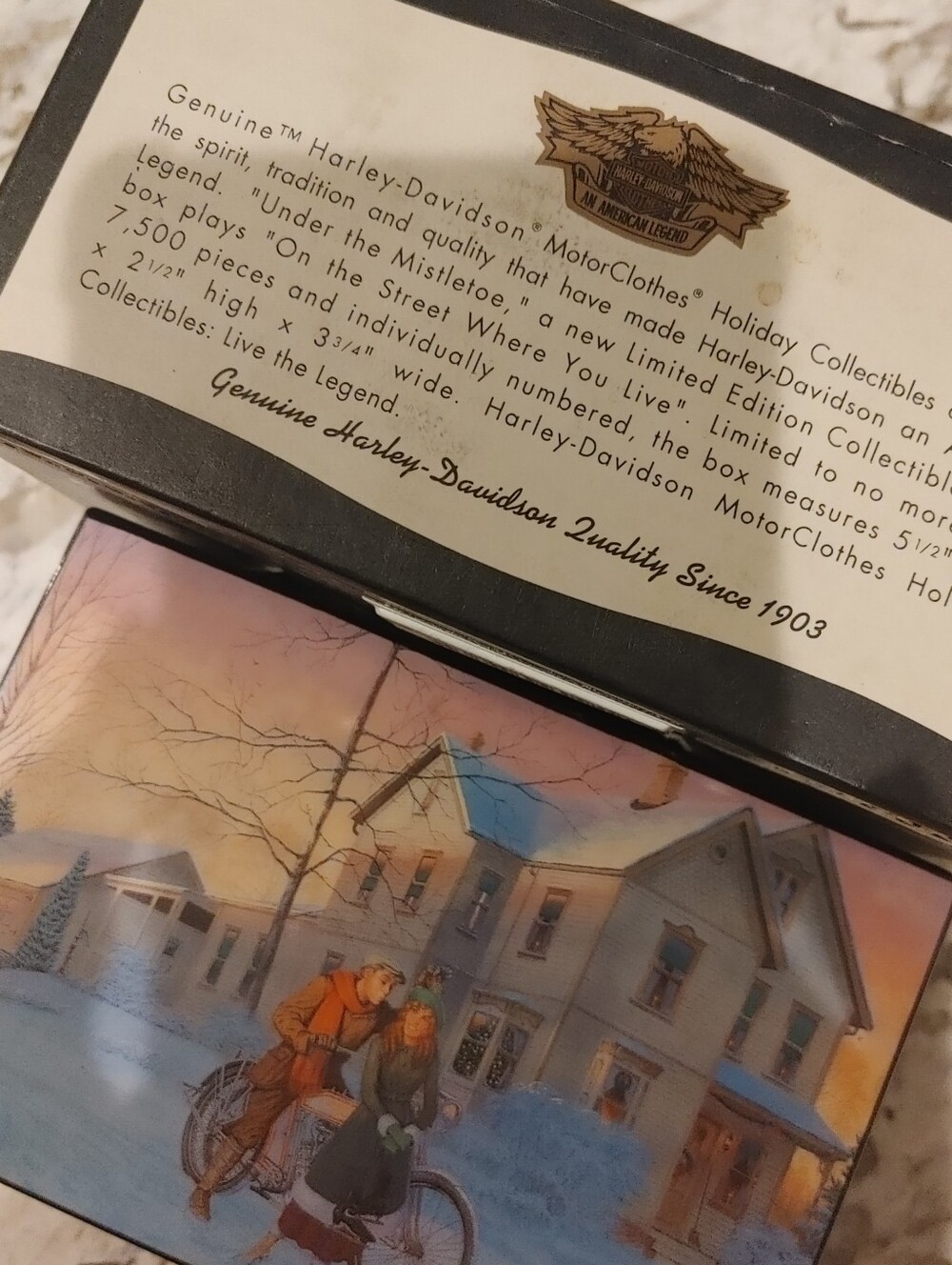 Vintage Harley-Davidson Holiday Memories Collectible Music Box